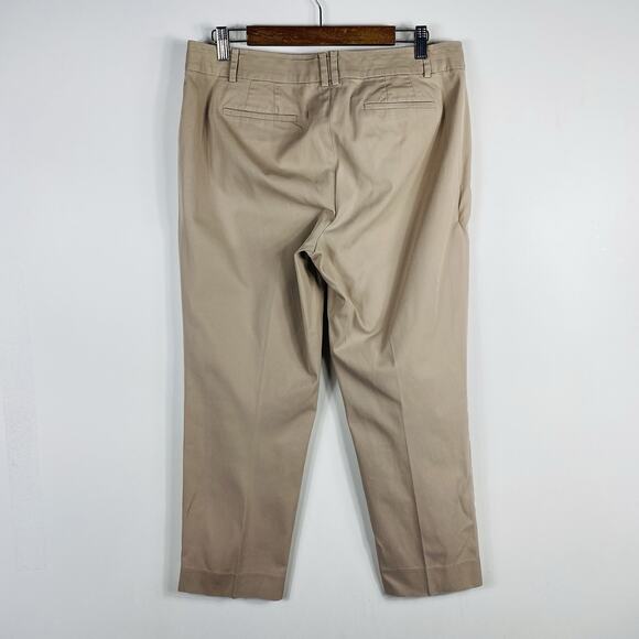 Talbots Size 10 Perfect Crop Pants Tan Khaki Cotton Blend Pockets - Picture 2 of 4